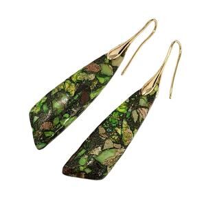 Gold & Green Jasper Boho Earrings